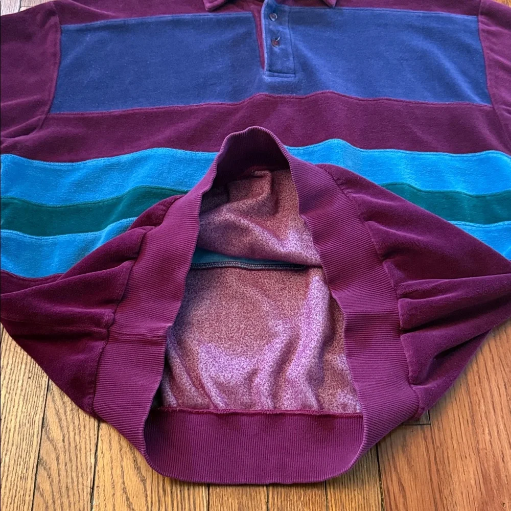 90’s Velour Vintage Rugby Style Collared Shirt - Picture 8 of 11